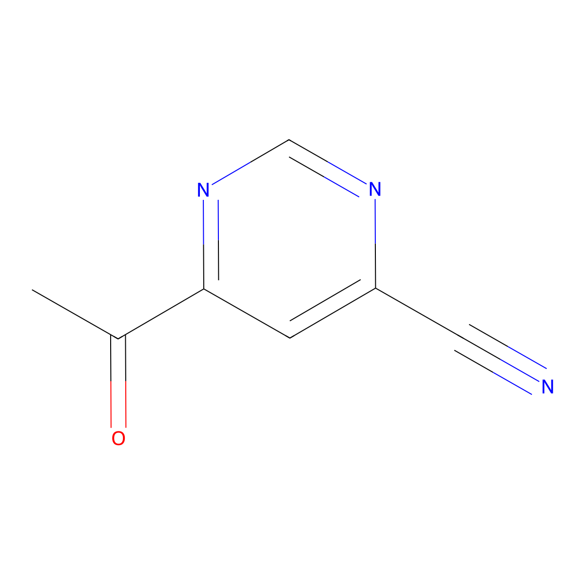 6-Acetylpyrimidine-4-carbonitrile molecular structure, CAS 155806-83-0