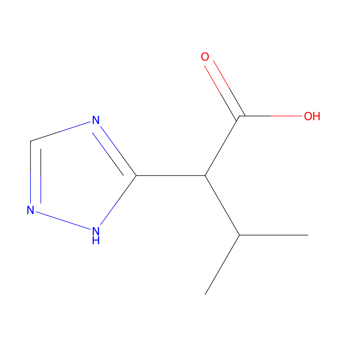 3-methyl-2-(1H-1,2,4-triazol-3-yl)butanoic acid molecular structure, CAS 1558086-07-9