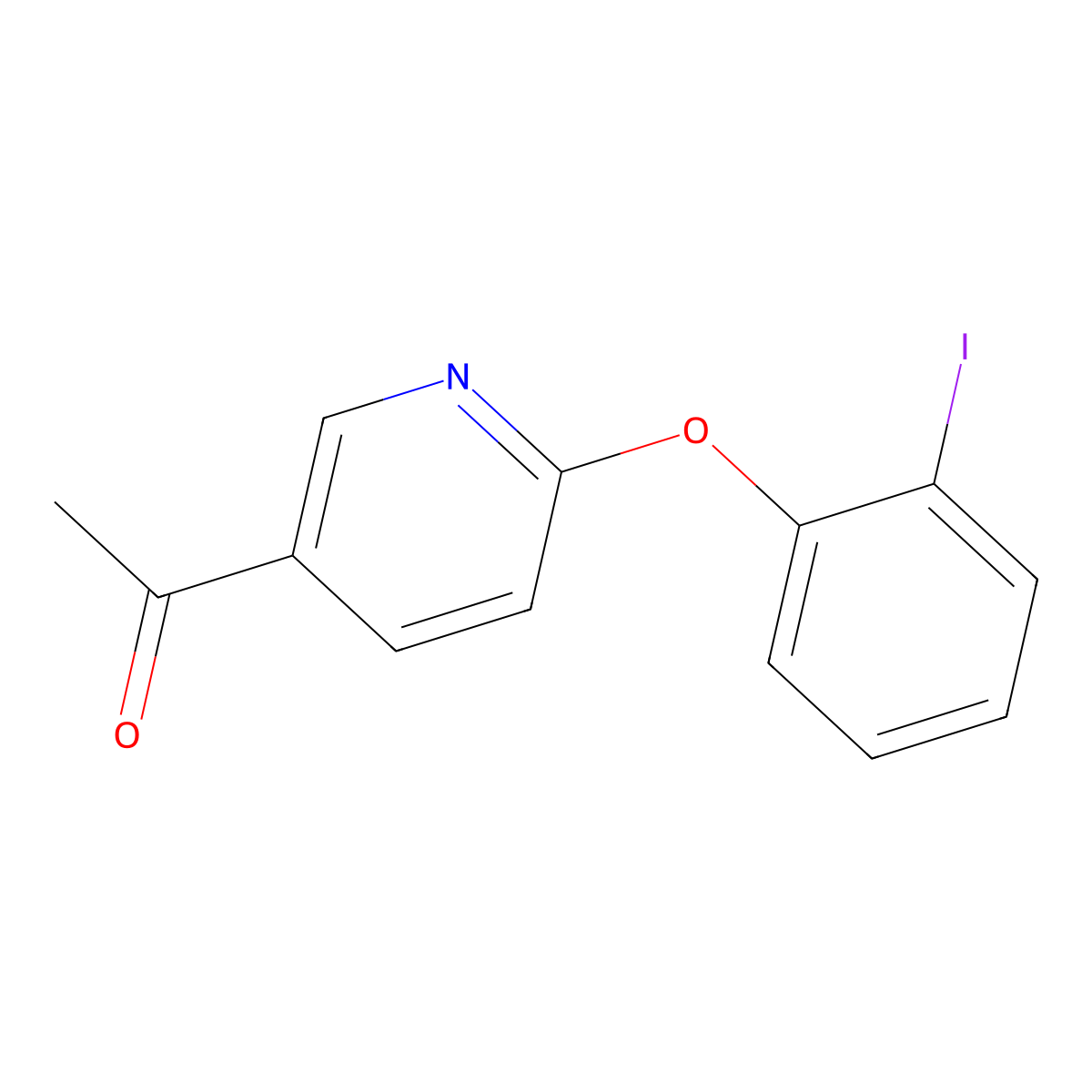 1-(6-(2-Iodophenoxy)pyridin-3-yl)ethanone molecular structure, CAS 1558093-34-7