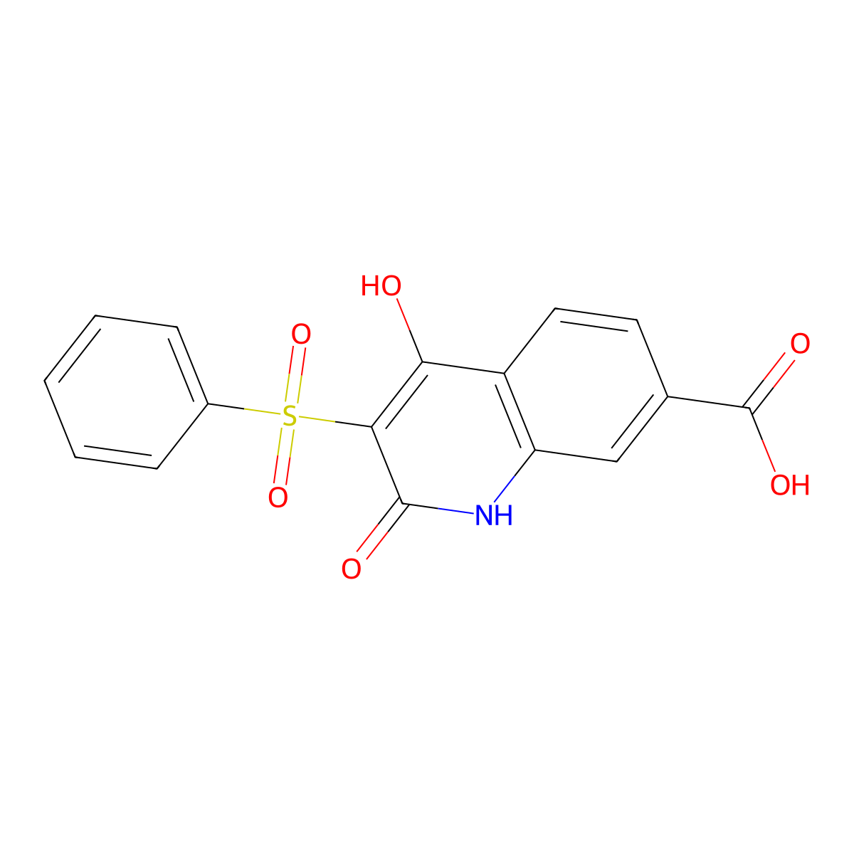 4-Hydroxy-2-oxo-3-(phenylsulfonyl)-1,2-dihydroquinoline-7-carboxylic acid molecular structure, CAS 1558108-51-2