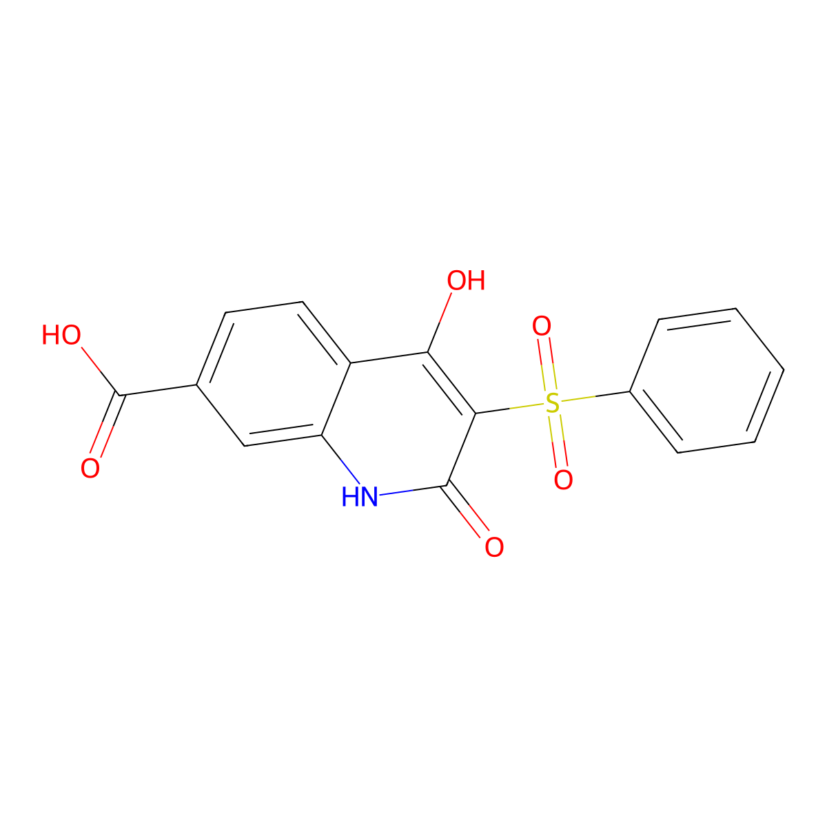4-Hydroxy-2-oxo-3-(phenylsulfonyl)-1,2-dihydroquinoline-7-carboxylic acid molecular structure, CAS 1558108-51-2