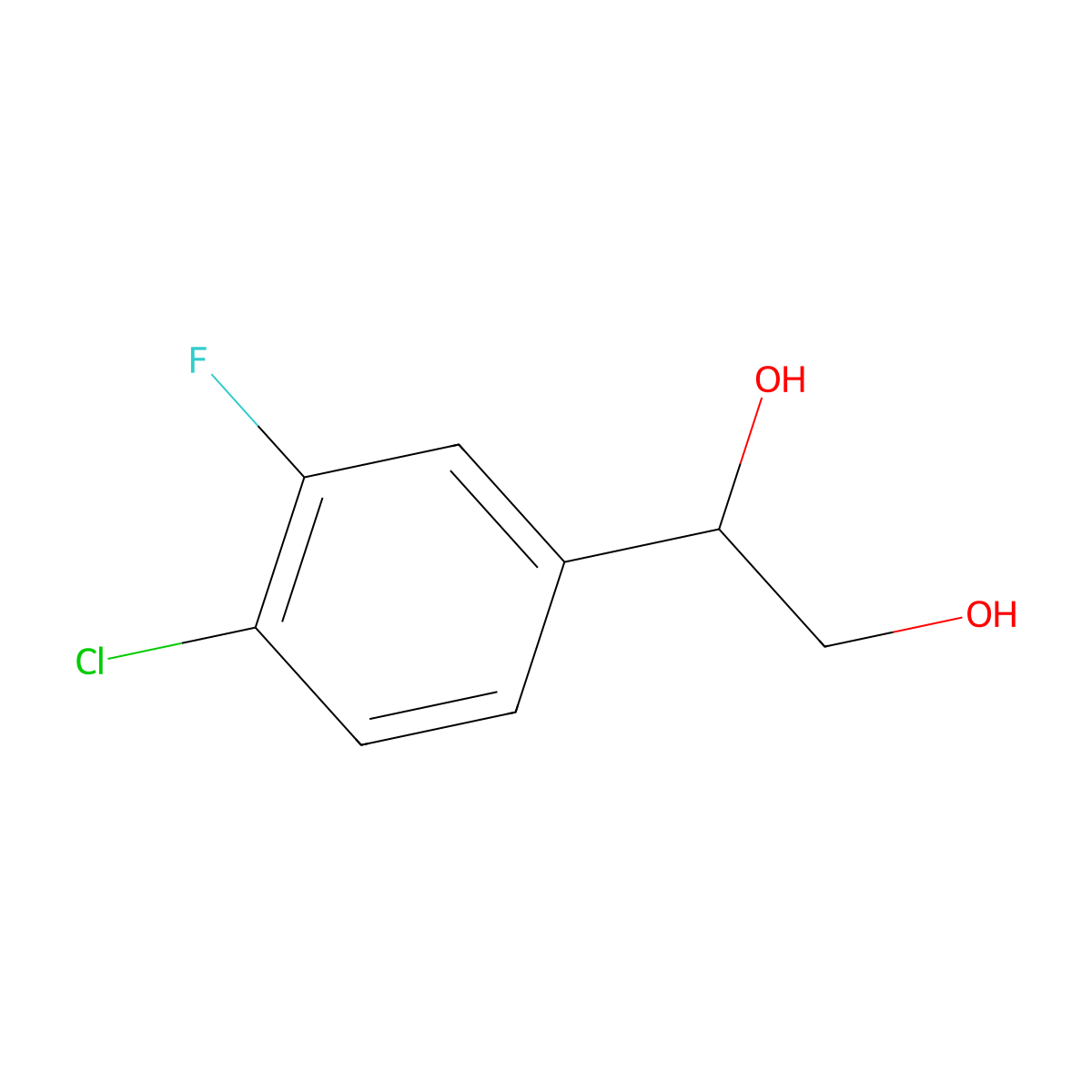 1-(4-Chloro-3-fluorophenyl)ethane-1,2-diol molecular structure, CAS 1558116-77-0