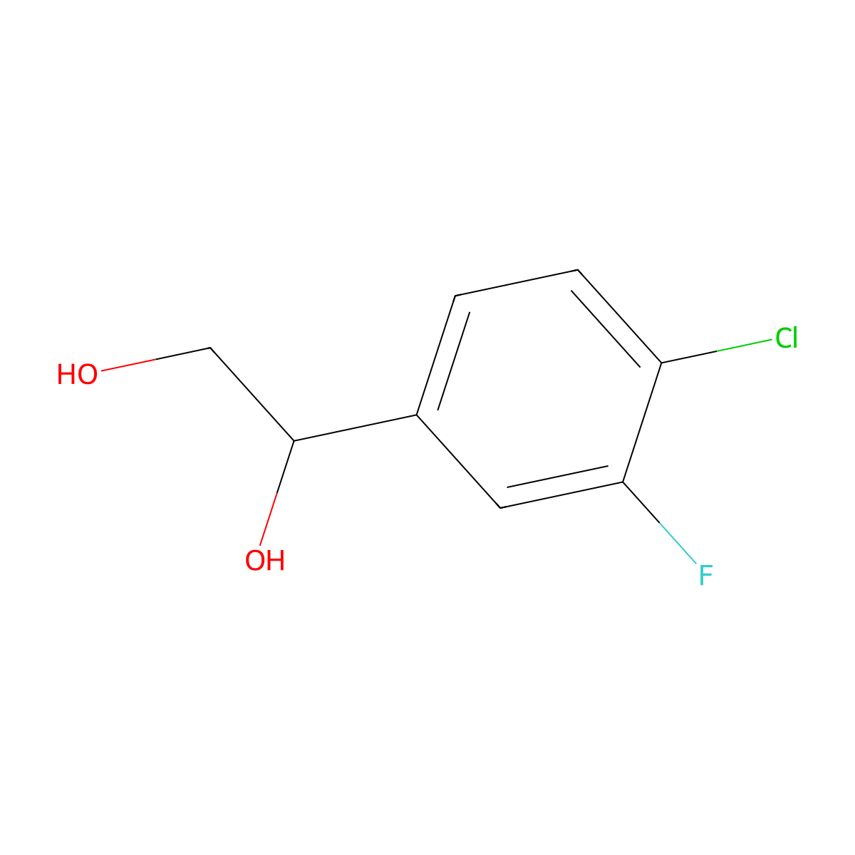 1-(4-Chloro-3-fluorophenyl)ethane-1,2-diol molecular structure, CAS 1558116-77-0