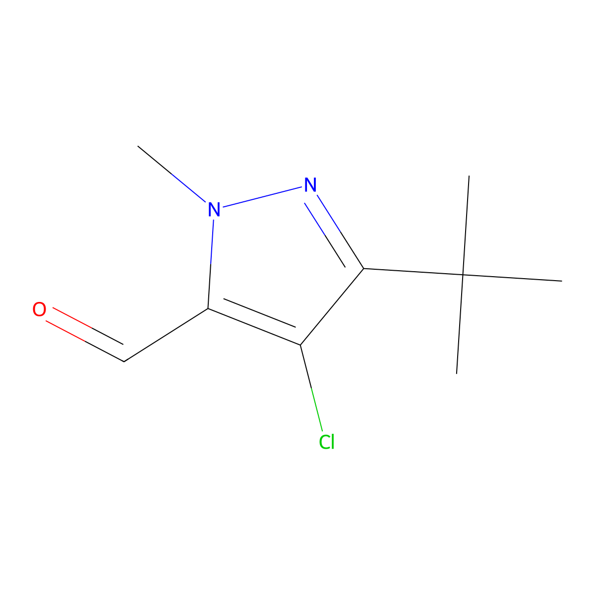 3-tert-butyl-4-chloro-1-methyl-1H-pyrazole-5-carbaldehyde molecular structure, CAS 1558134-75-0