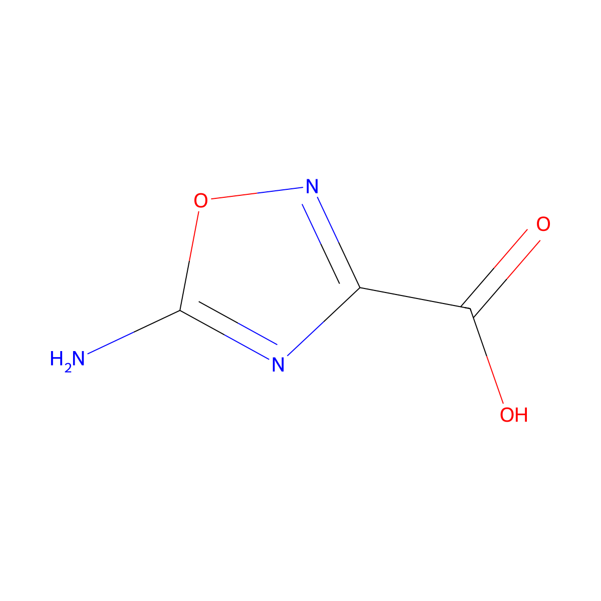5-Amino-1,2,4-oxadiazole-3-carboxylic acid molecular structure, CAS 1558136-73-4