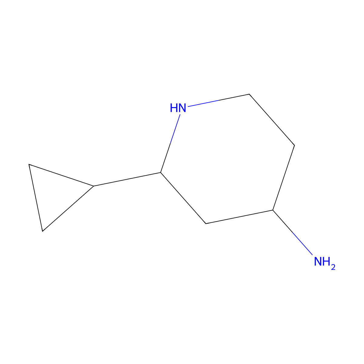 2-Cyclopropylpiperidin-4-amine molecular structure, CAS 1558137-38-4