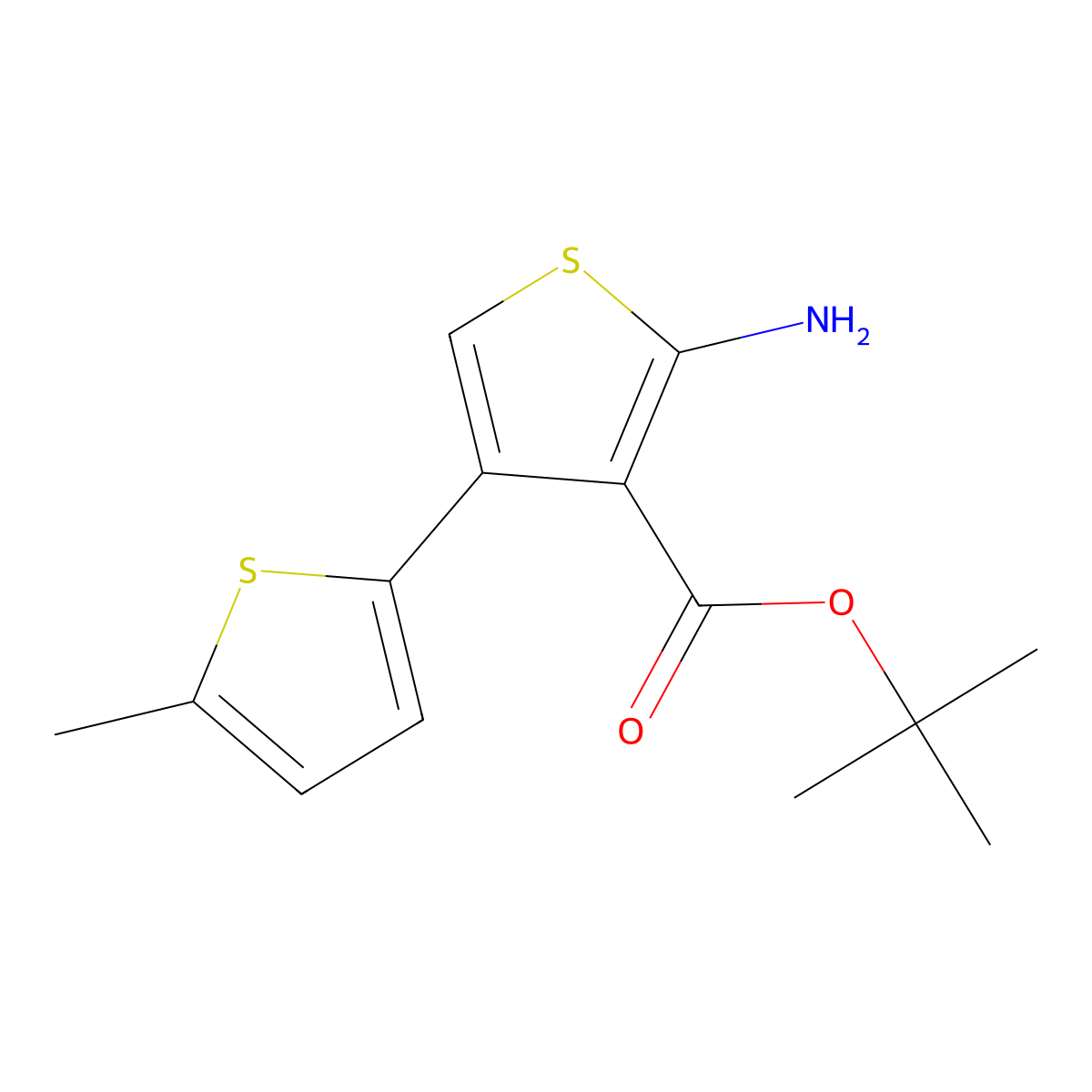 Tert-butyl 2-amino-4-(5-methylthiophen-2-yl)thiophene-3-carboxylate molecular structure, CAS 1558146-80-7