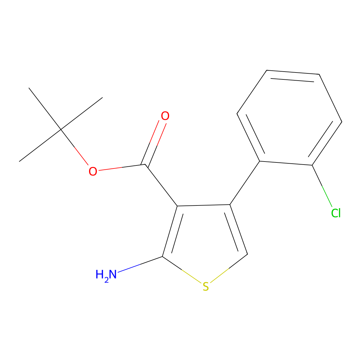Tert-butyl 2-amino-4-(2-chlorophenyl)thiophene-3-carboxylate molecular structure, CAS 1558146-98-7