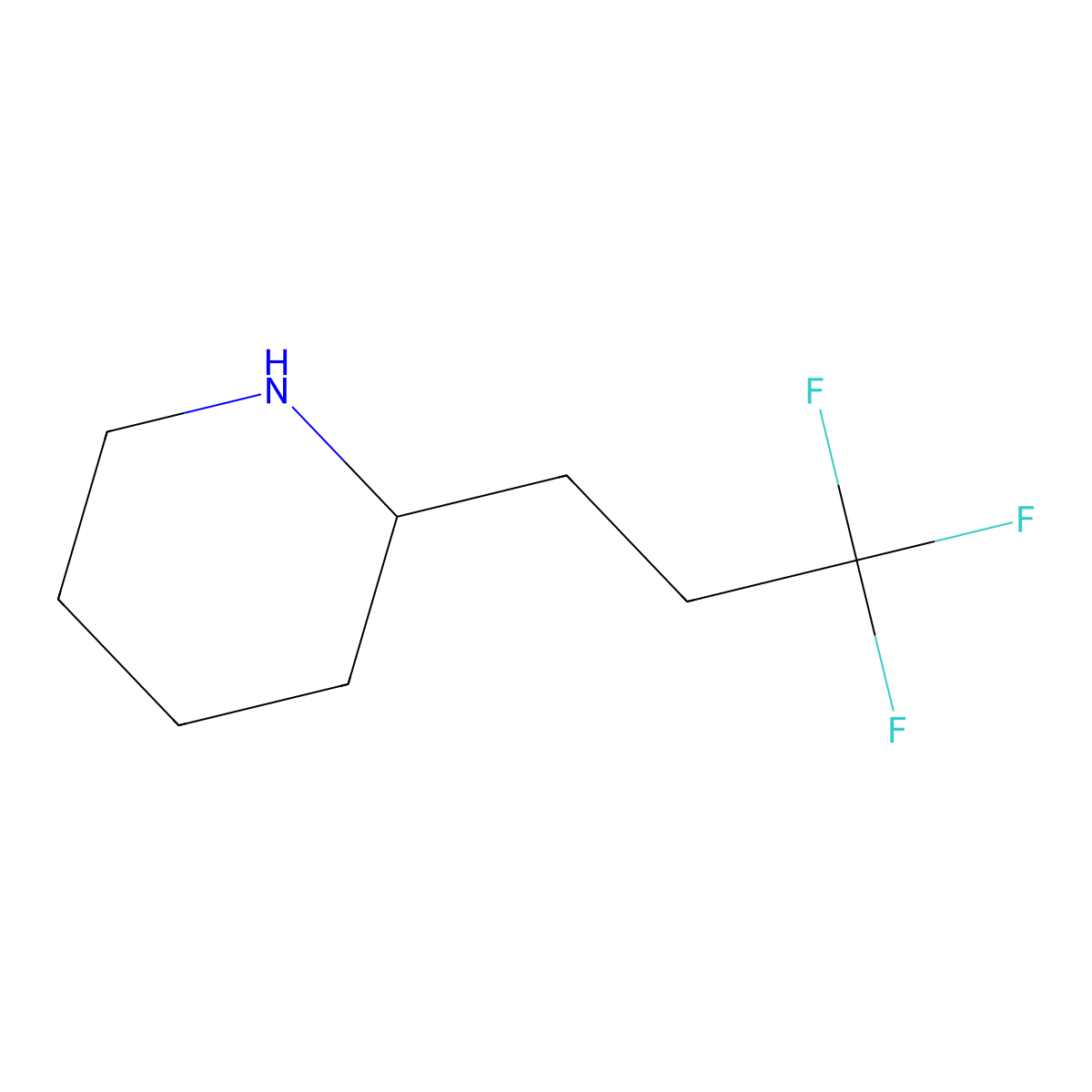 2-(3,3,3-Trifluoropropyl)piperidine molecular structure, CAS 1558158-74-9