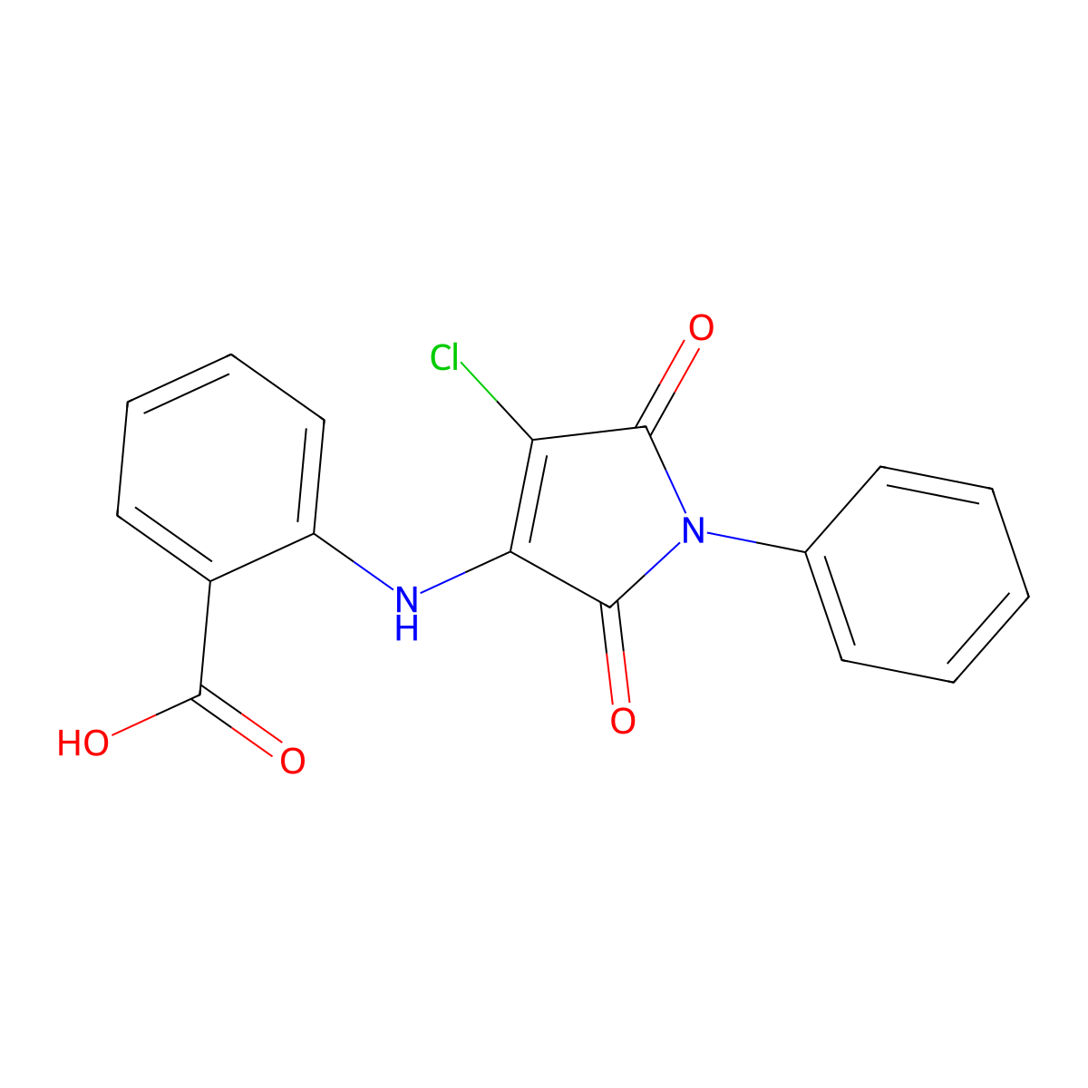 2-[(4-chloro-2,5-dioxo-1-phenyl-2,5-dihydro-1H-pyrrol-3-yl)amino]benzoic acid molecular structure, CAS 155817-39-3