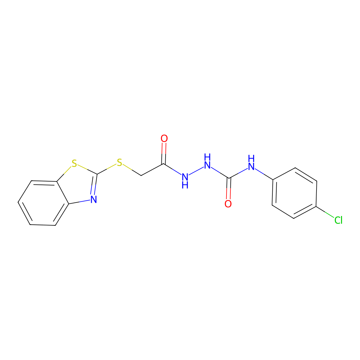 1-(2-(Benzothiazol-2-ylthio)acetyl)-4-(4-chlorophenyl)semicarbazide molecular structure, CAS 155820-98-7