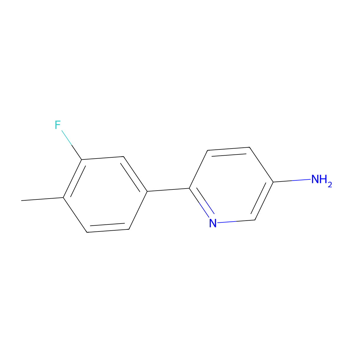 6-(3-Fluoro-4-methylphenyl)-3-pyridinamine molecular structure, CAS 1558202-90-6