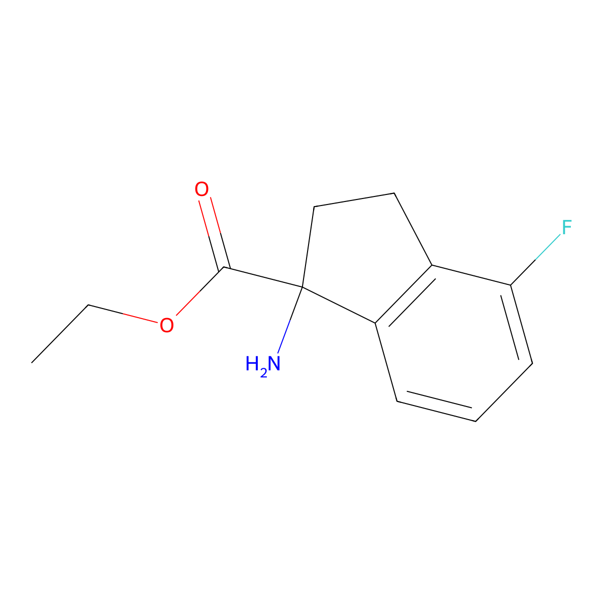ethyl 1-amino-4-fluoro-2,3-dihydro-1H-indene-1-carboxylate molecular structure, CAS 1558235-24-7