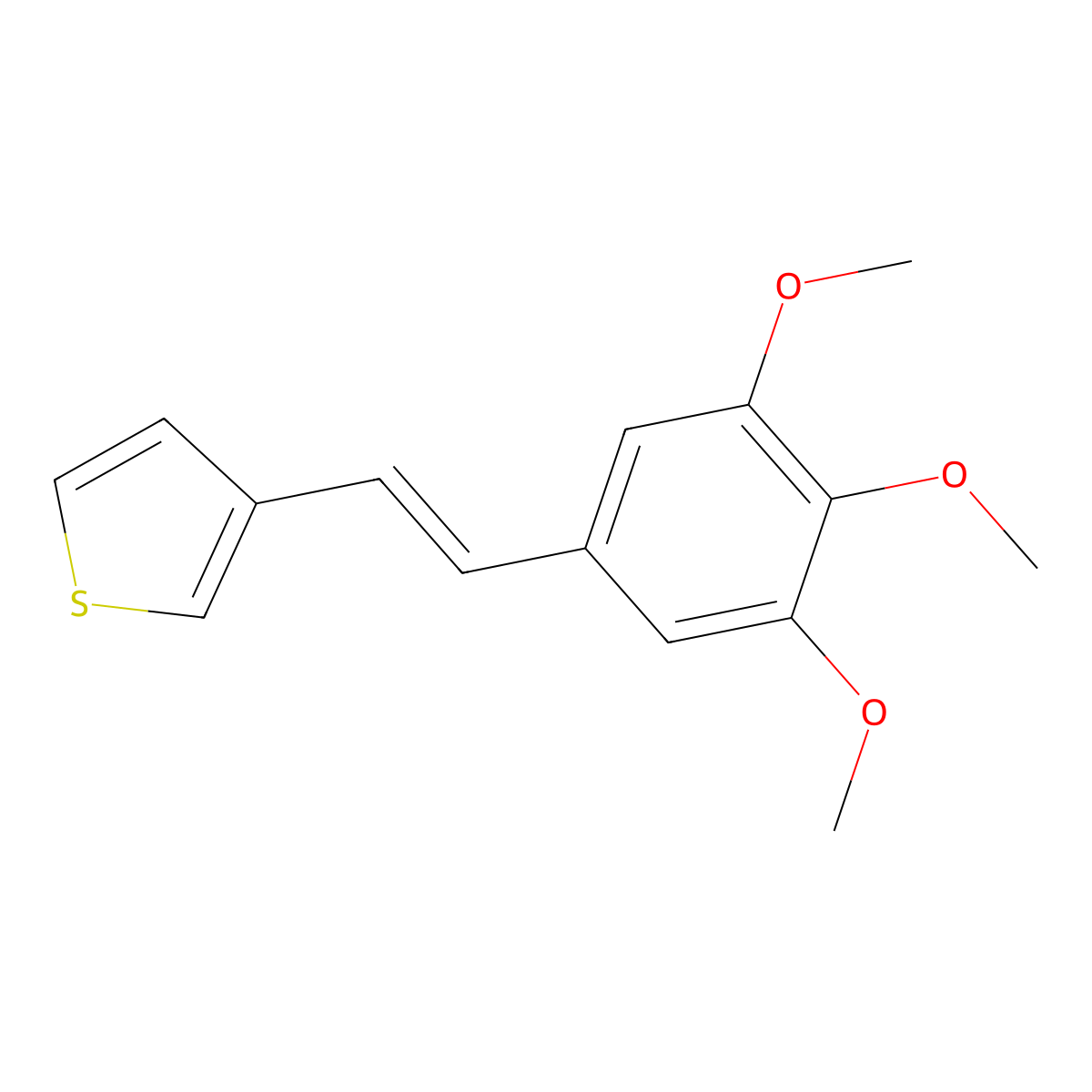 (e)-3-[2-(3,4,5-Trimethoxyphenyl)-vinyl]-thiophene molecular structure, CAS 155827-35-3