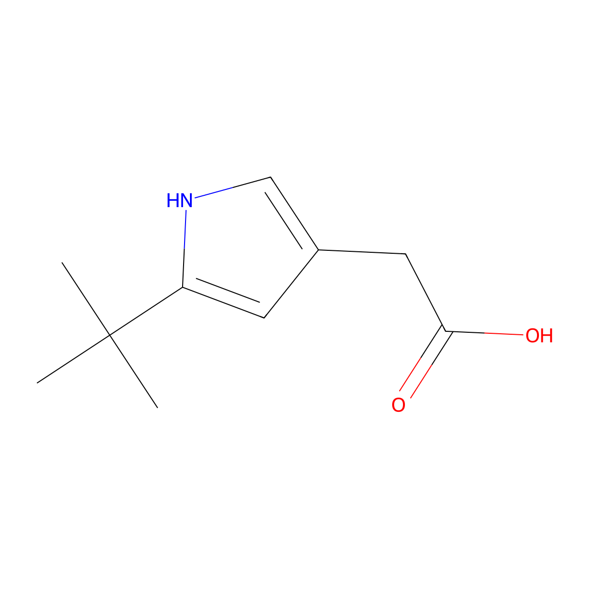 2-(5-tert-butyl-1H-pyrrol-3-yl)acetic acid molecular structure, CAS 1558272-97-1