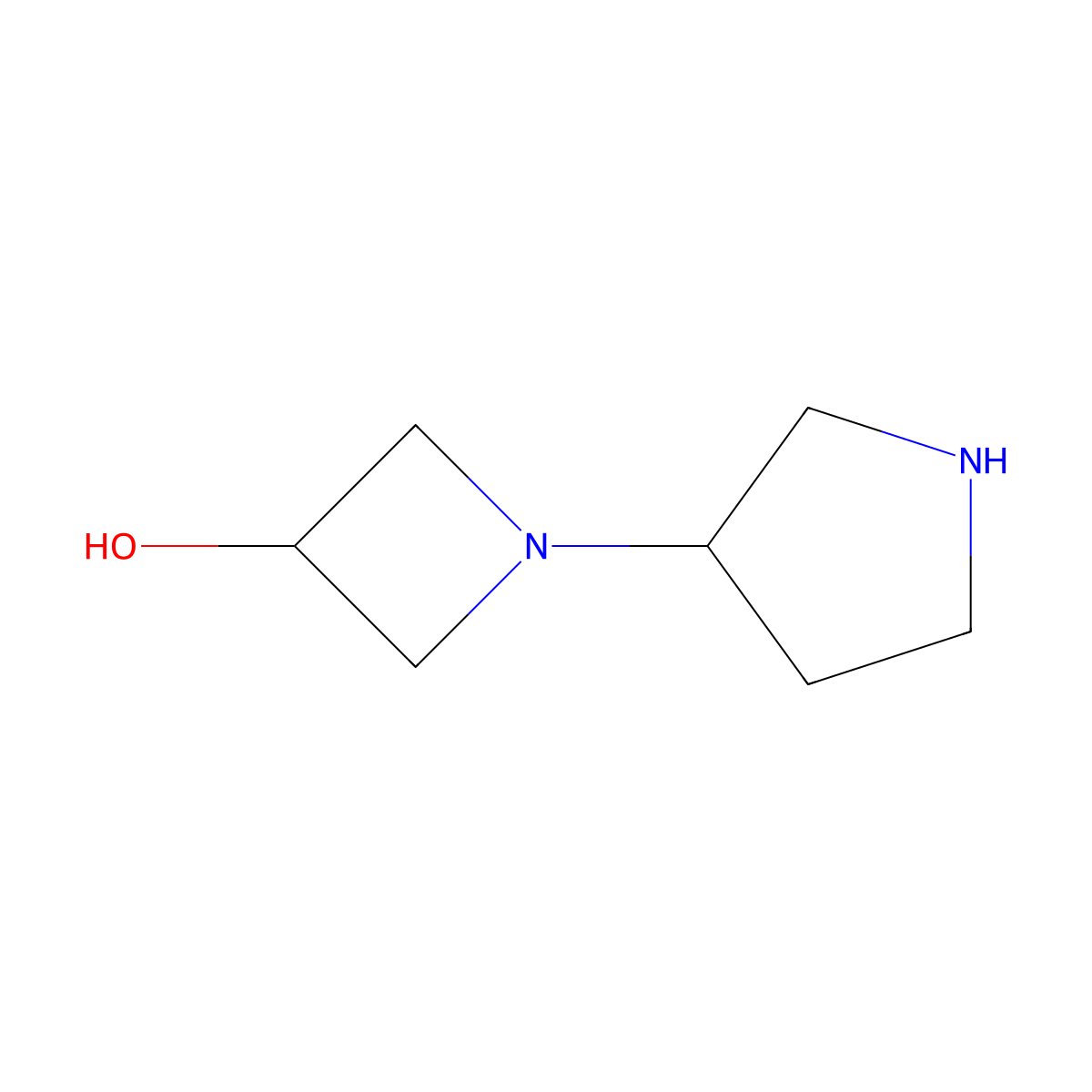 1-(Pyrrolidin-3-yl)azetidin-3-ol molecular structure, CAS 1558273-28-1