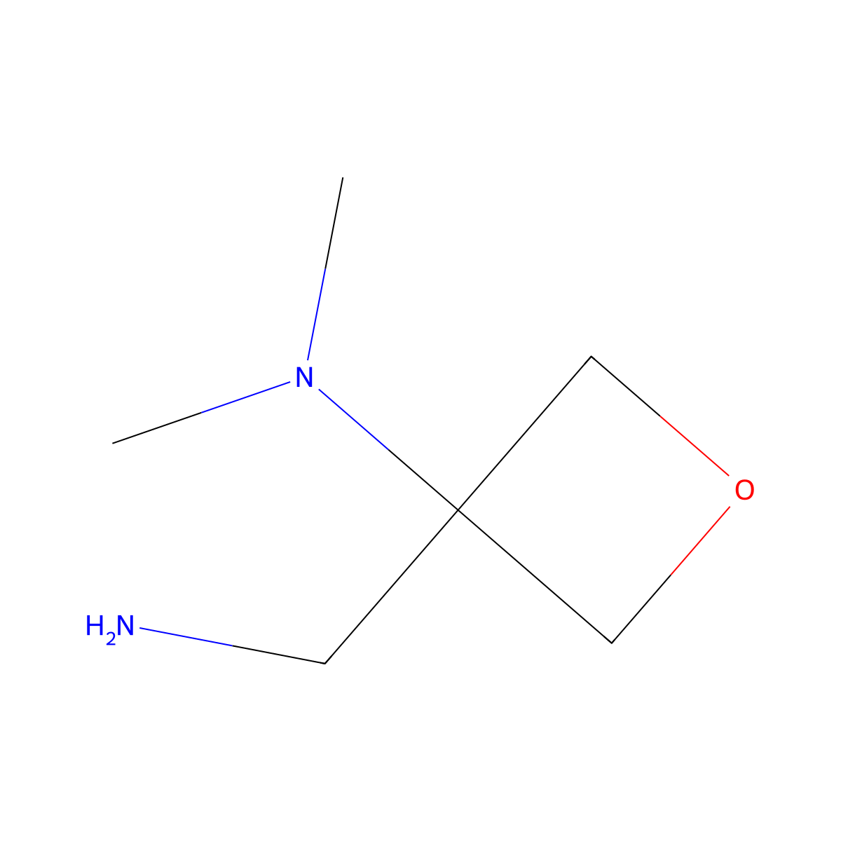 3-(aminomethyl)-N,N-dimethyloxetan-3-amine molecular structure, CAS 1558276-32-6