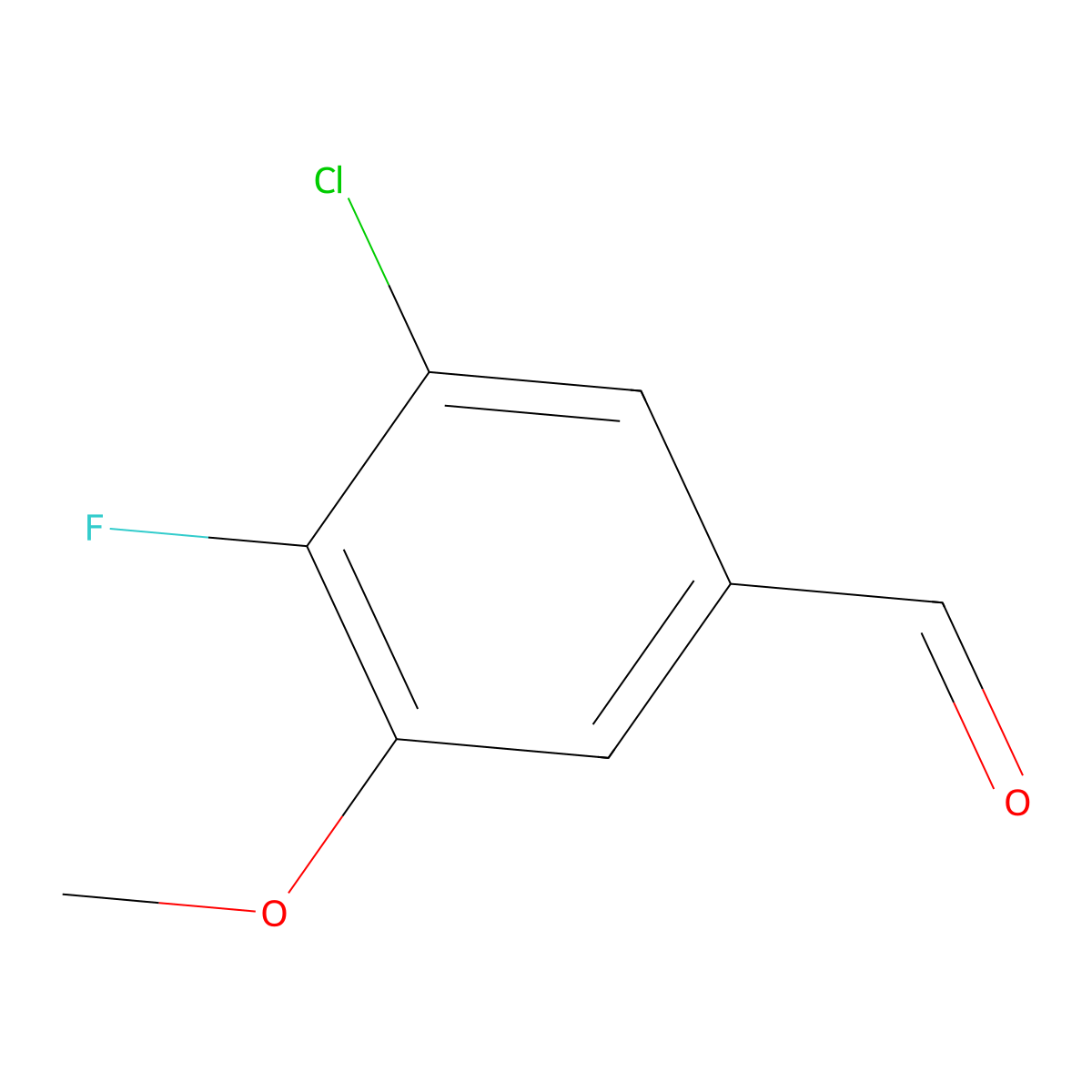 3-Chloro-4-fluoro-5-methoxybenzaldehyde molecular structure, CAS 1558277-24-9