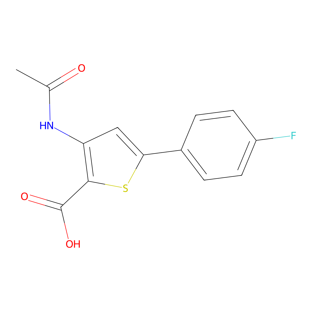 3-Acetamido-5-(4-fluorophenyl)thiophene-2-carboxylic acid molecular structure, CAS 1558278-59-3