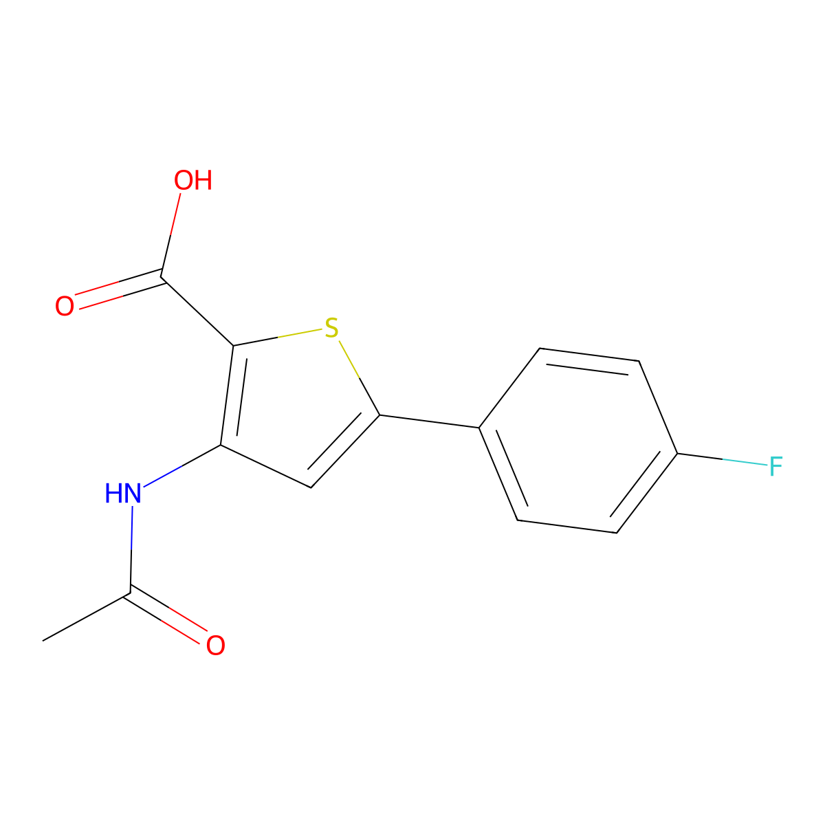3-Acetamido-5-(4-fluorophenyl)thiophene-2-carboxylic acid molecular structure, CAS 1558278-59-3