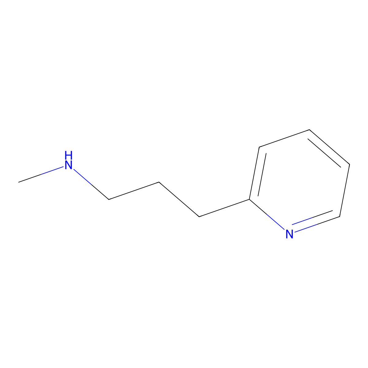 N-Methyl-3-(pyridin-2-yl)propan-1-amine molecular structure, CAS 15583-17-2
