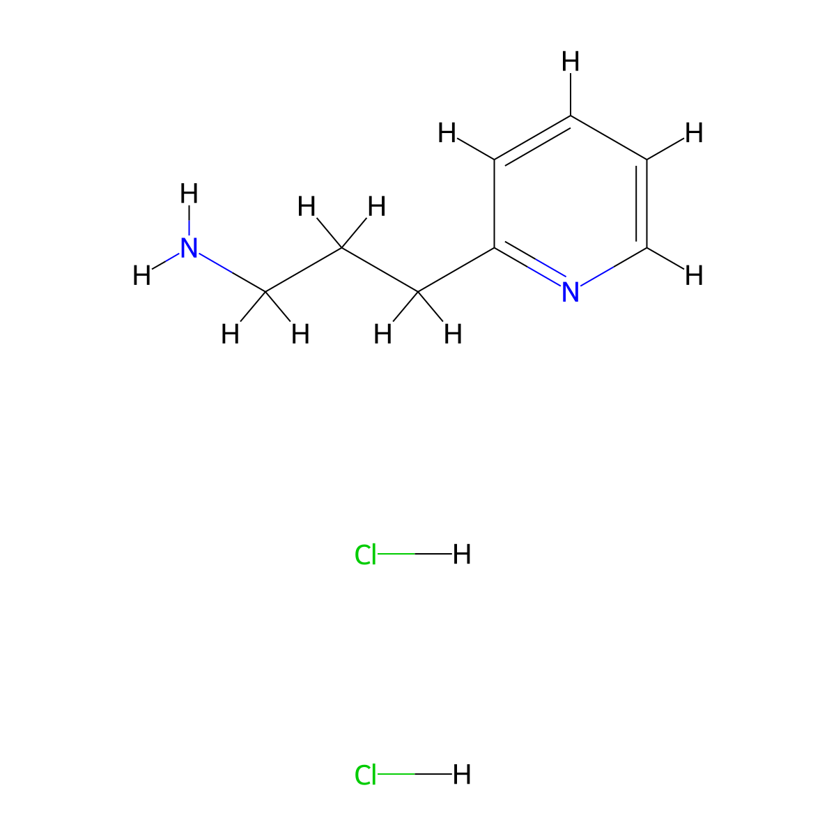 3-Pyridin-2-yl-propylamine dihydrochloride molecular structure, CAS 15583-20-7