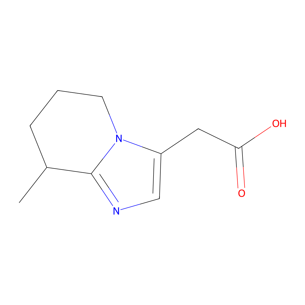 2-{8-methyl-5H,6H,7H,8H-imidazo[1,2-a]pyridin-3-yl}acetic acid molecular structure, CAS 1558305-52-4