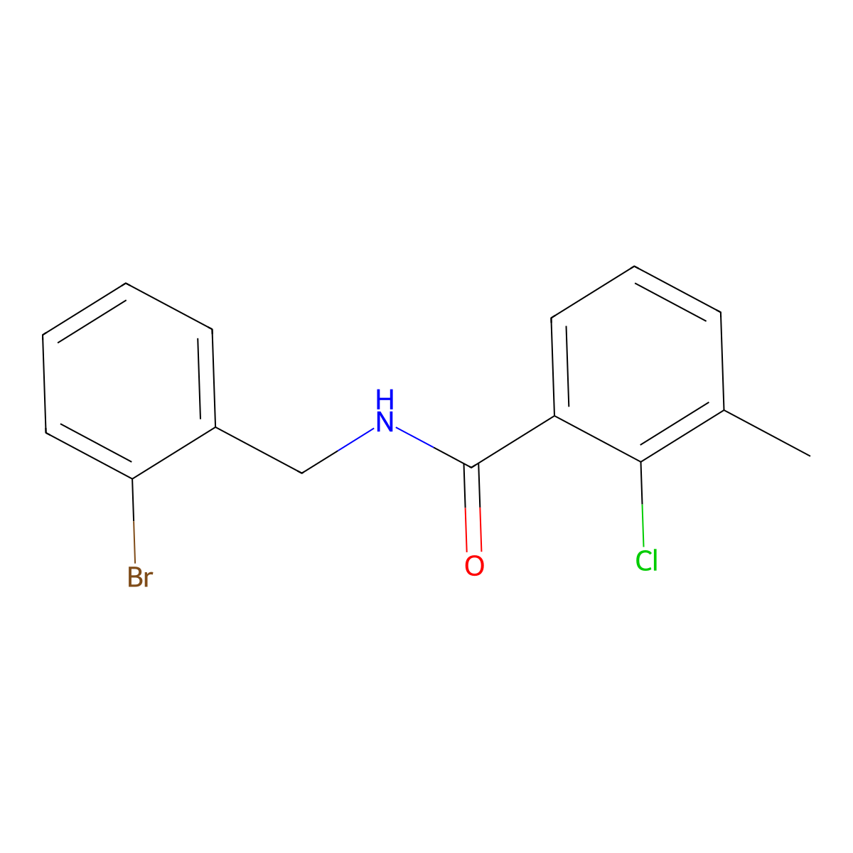 N-[(2-Bromophenyl)methyl]-2-chloro-3-methylbenzamide molecular structure, CAS 1558314-08-1