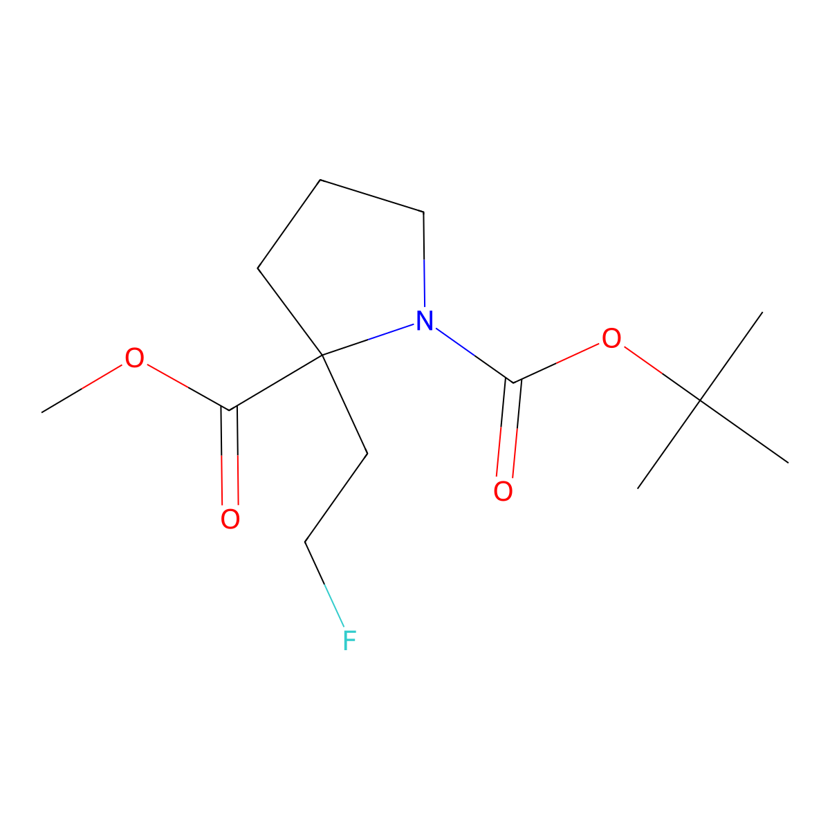 1-Tert-butyl 2-methyl 2-(2-fluoroethyl)pyrrolidine-1,2-dicarboxylate molecular structure, CAS 1558332-09-4