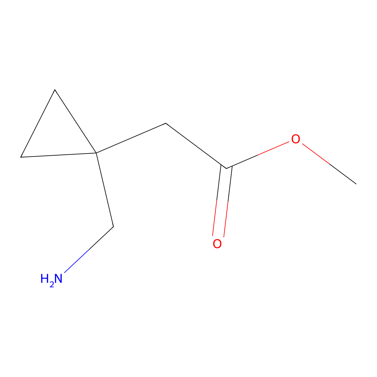 Methyl 2-[1-(aminomethyl)cyclopropyl]acetate molecular structure, CAS 1558338-94-5