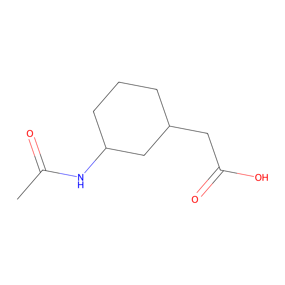 2-(3-Acetamidocyclohexyl)acetic acid molecular structure, CAS 1558346-26-1