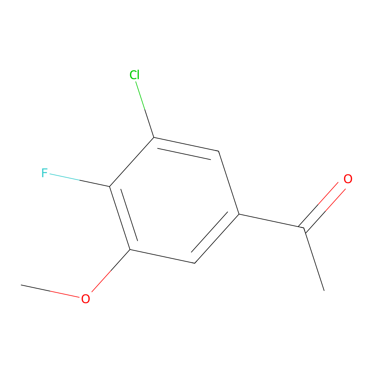 1-(3-Chloro-4-fluoro-5-methoxyphenyl)ethanone molecular structure, CAS 1558348-14-3