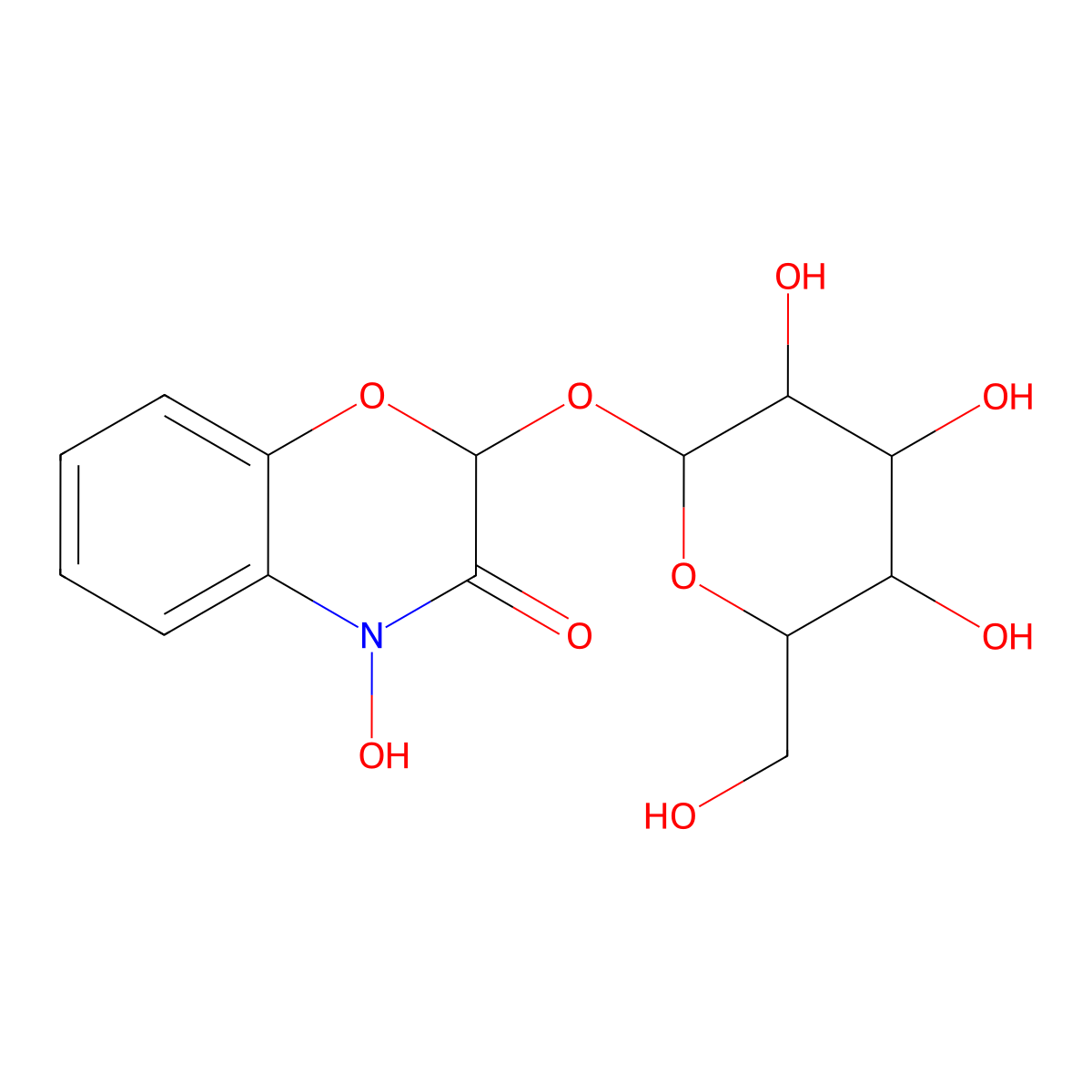 NCGC00385947-01_C14H17NO9_(2S)-4-Hydroxy-3-oxo-3,4-dihydro-2H-1,4-benzoxazin-2-yl beta-D-glucopyranoside molecular structure, CAS 155835-54-4