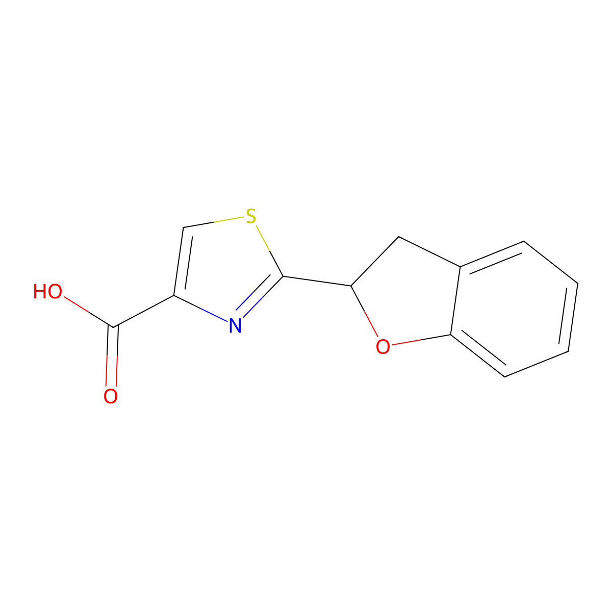 2-(2,3-Dihydro-1-benzofuran-2-yl)-1,3-thiazole-4-carboxylic acid molecular structure, CAS 1558352-96-7