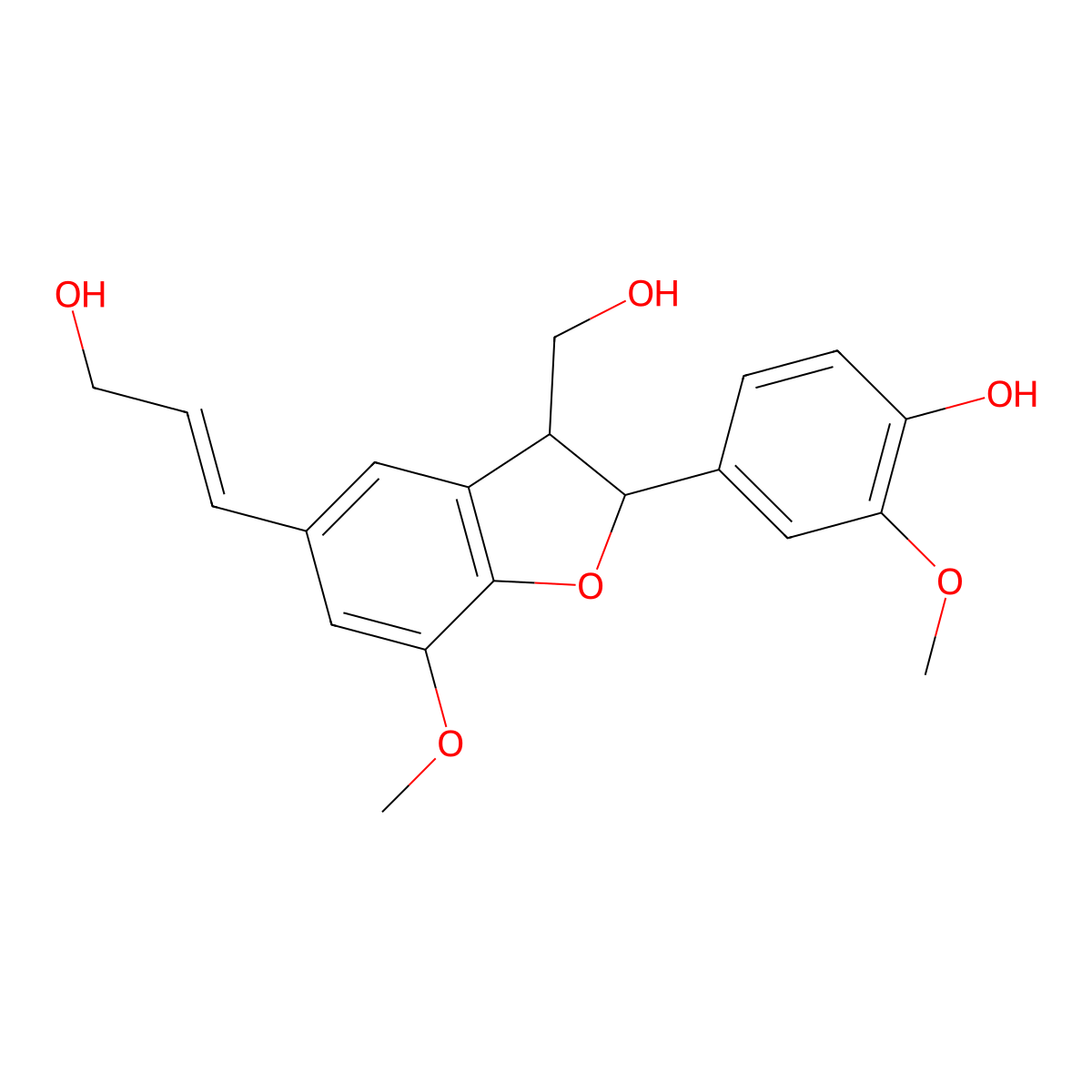 4-[3-(Hydroxymethyl)-5-(3-hydroxyprop-1-enyl)-7-methoxy-2,3-dihydro-1-benzofuran-2-yl]-2-methoxyphenol molecular structure, CAS 155836-29-6