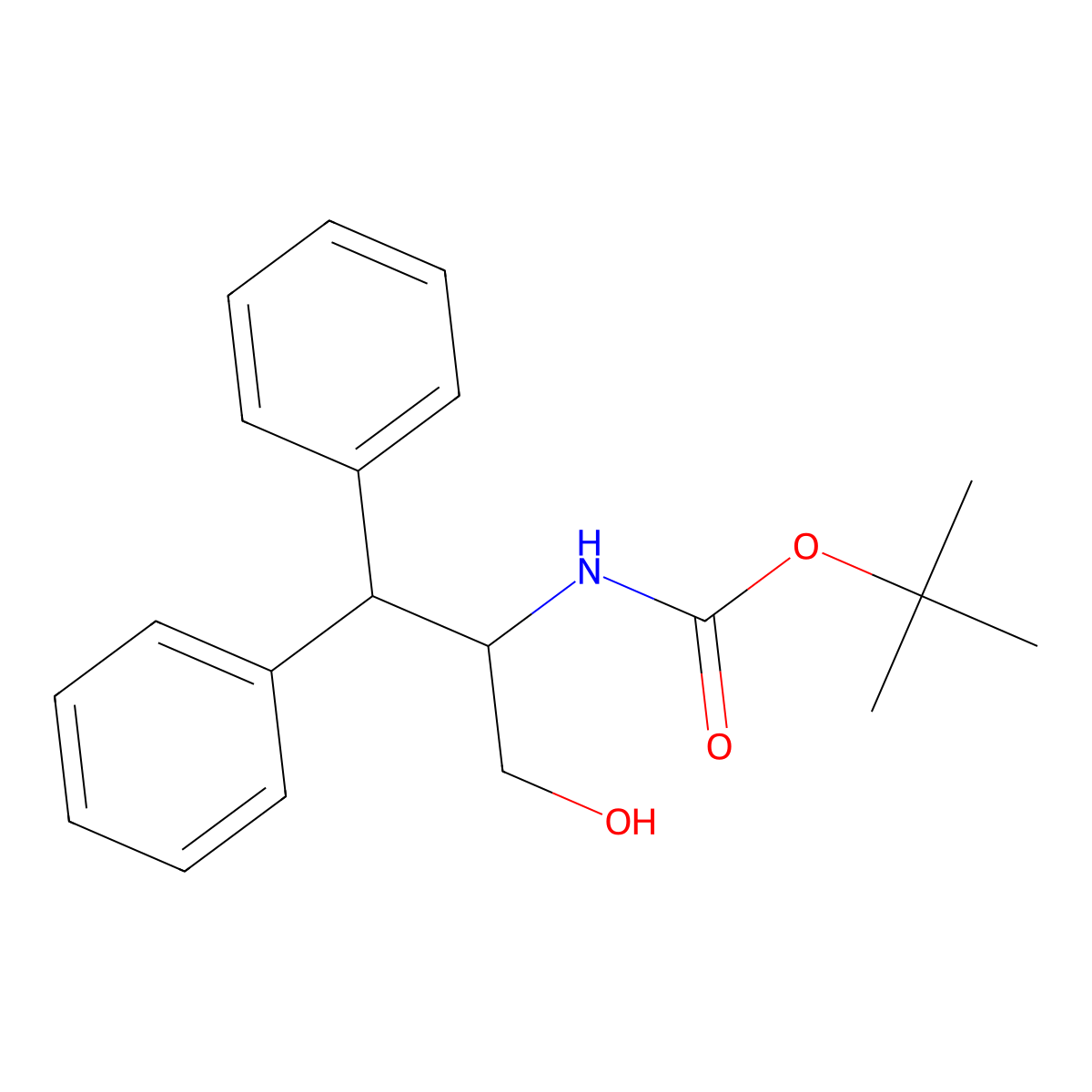 1,1-Dimethylethyl N-[(1R)-1-(hydroxymethyl)-2,2-diphenylethyl]carbamate molecular structure, CAS 155836-48-9