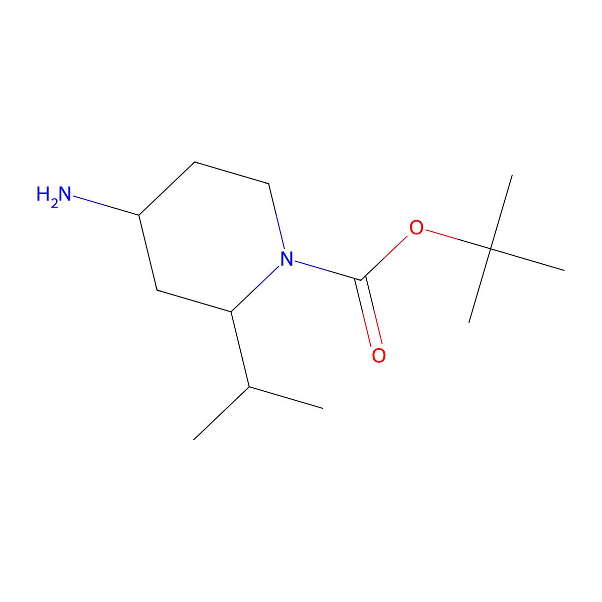 tert-Butyl 4-amino-2-isopropylpiperidine-1-carboxylate molecular structure, CAS 1558365-90-4