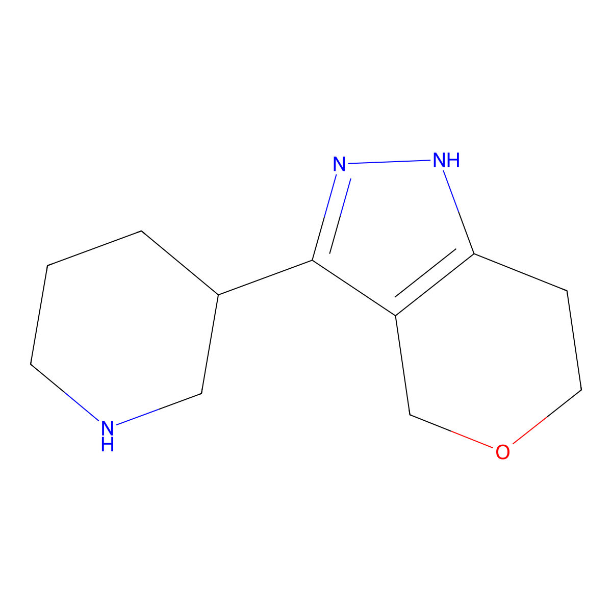 3-(Piperidin-3-yl)-1,4,6,7-tetrahydropyrano[4,3-c]pyrazole molecular structure, CAS 1558370-17-4