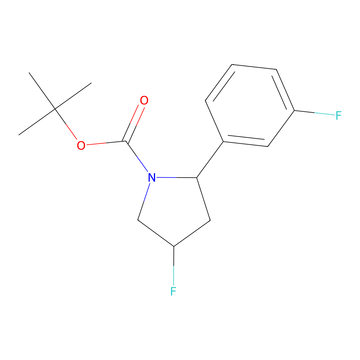 Tert-butyl 4-fluoro-2-(3-fluorophenyl)pyrrolidine-1-carboxylate molecular structure, CAS 1558371-72-4
