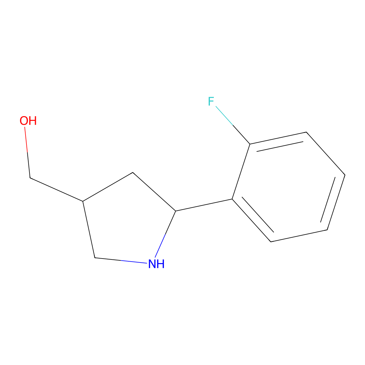 [5-(2-Fluorophenyl)pyrrolidin-3-yl]methanol molecular structure, CAS 1558374-70-1