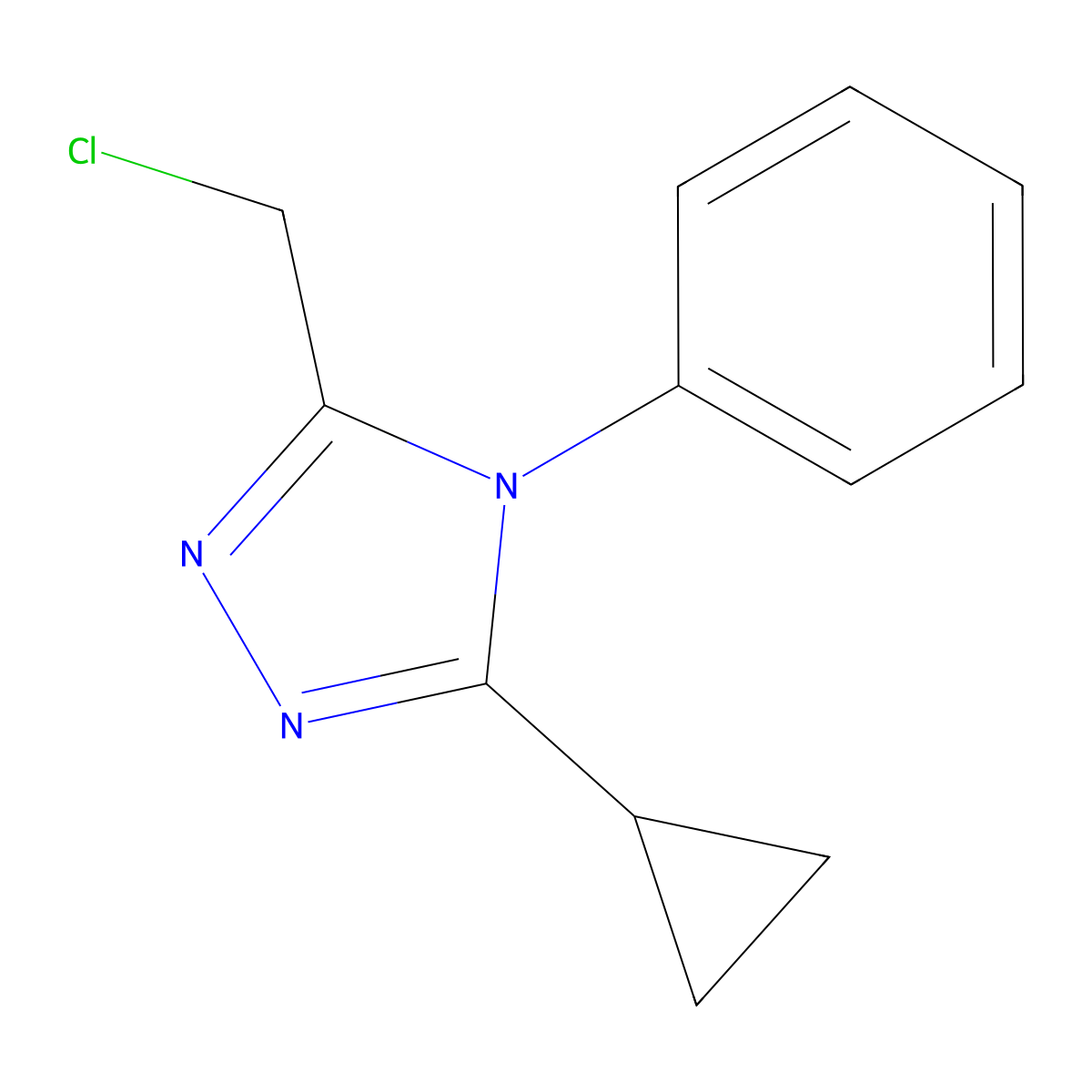 3-(chloromethyl)-5-cyclopropyl-4-phenyl-4H-1,2,4-triazole molecular structure, CAS 1558376-57-0