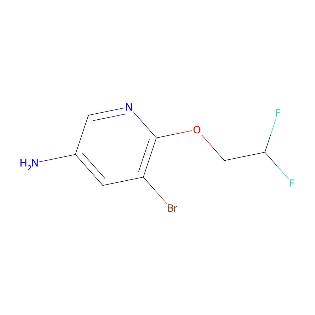 5-Bromo-6-(2,2-difluoroethoxy)pyridin-3-amine molecular structure, CAS 1558390-55-8
