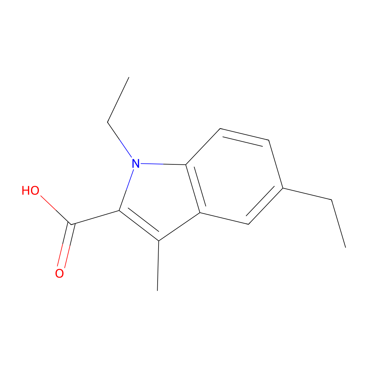 1,5-diethyl-3-methyl-1H-indole-2-carboxylic acid molecular structure, CAS 1558401-62-9
