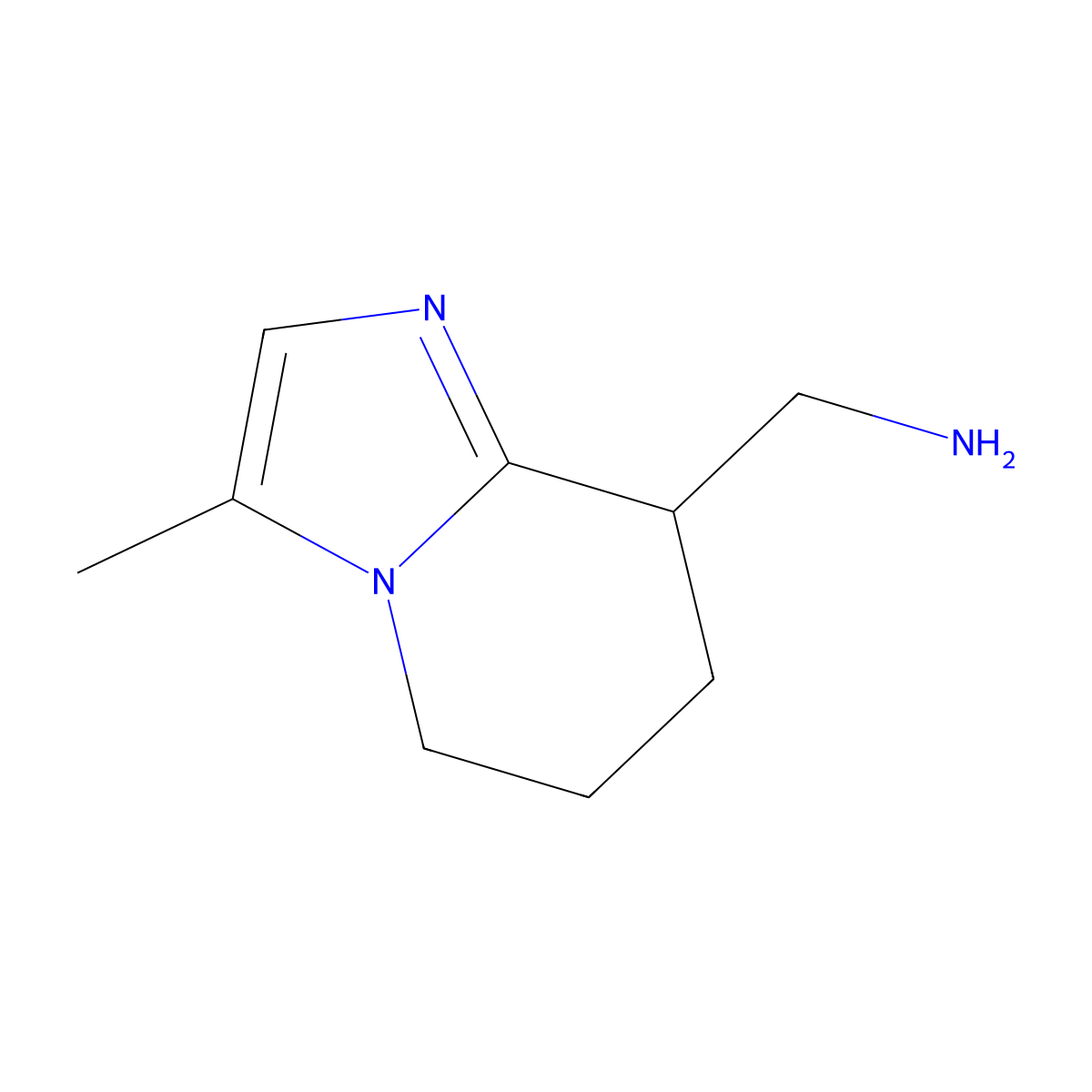 1-{3-methyl-5H,6H,7H,8H-imidazo[1,2-a]pyridin-8-yl}methanamine molecular structure, CAS 1558403-23-8