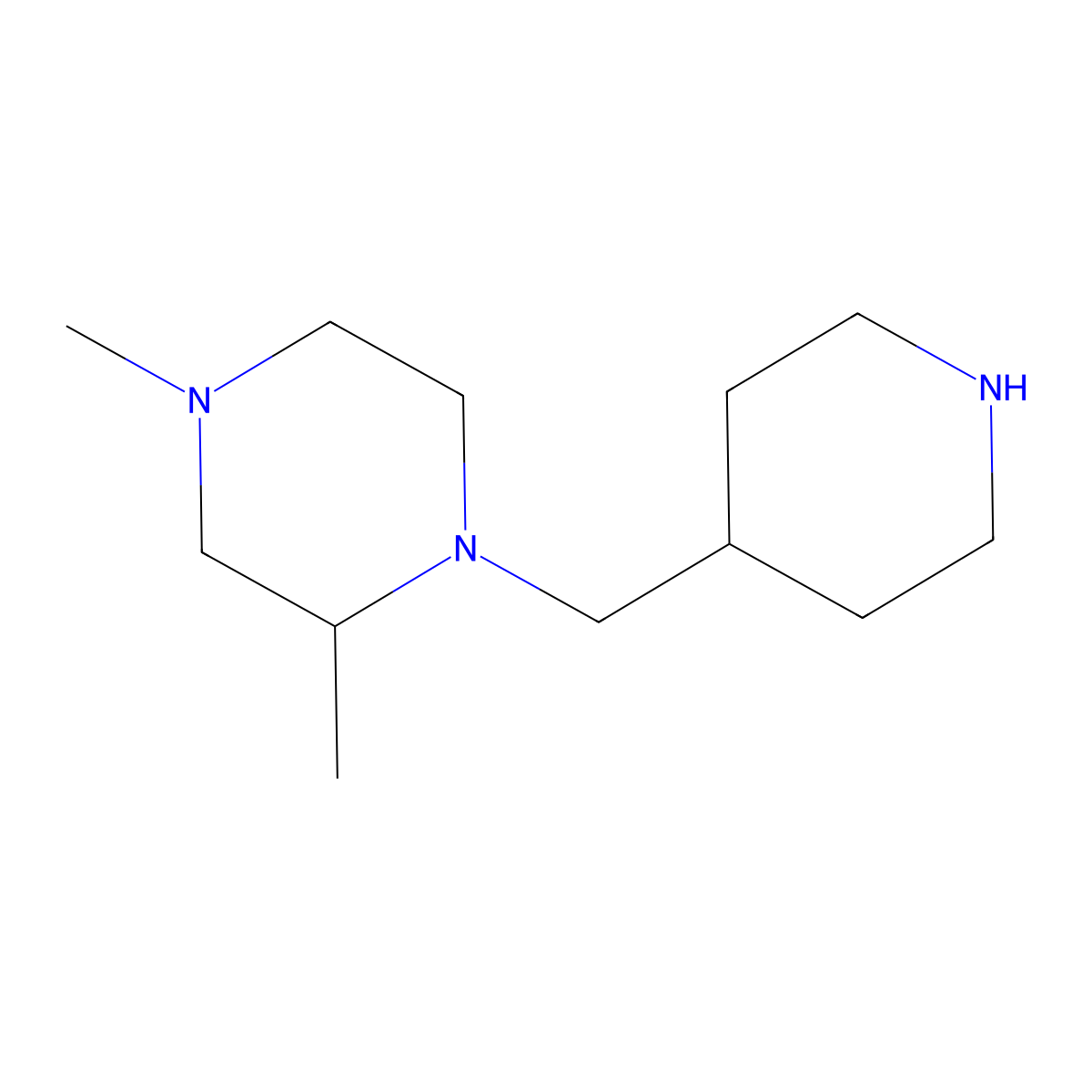 2,4-Dimethyl-1-[(piperidin-4-yl)methyl]piperazine molecular structure, CAS 1558407-79-6