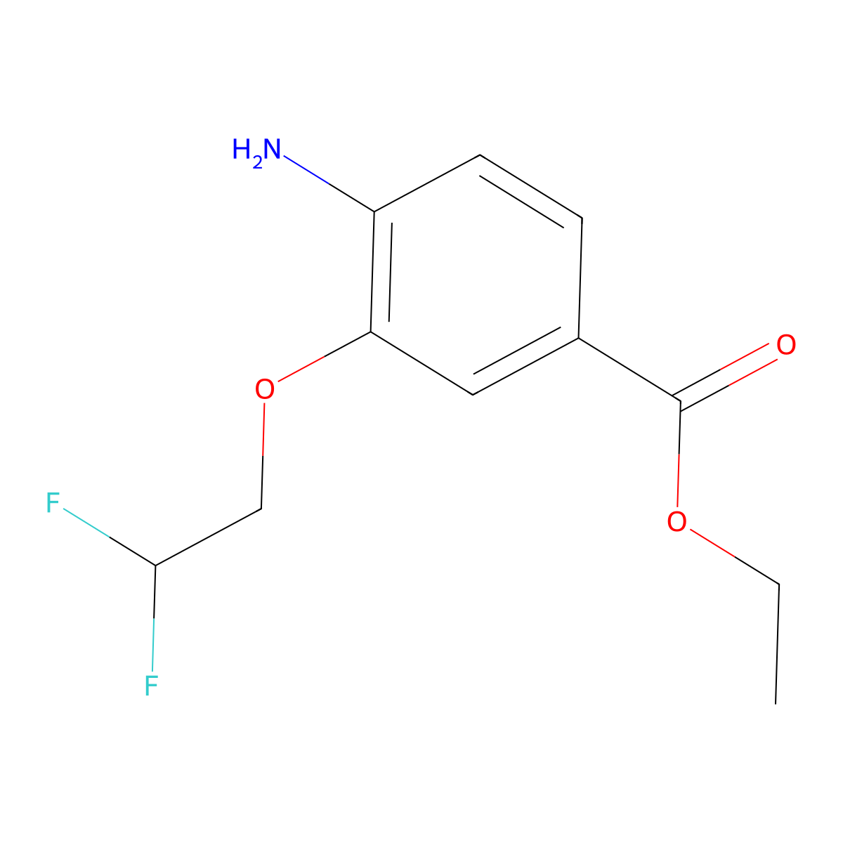Ethyl 4-amino-3-(2,2-difluoroethoxy)benzoate molecular structure, CAS 1558427-36-3