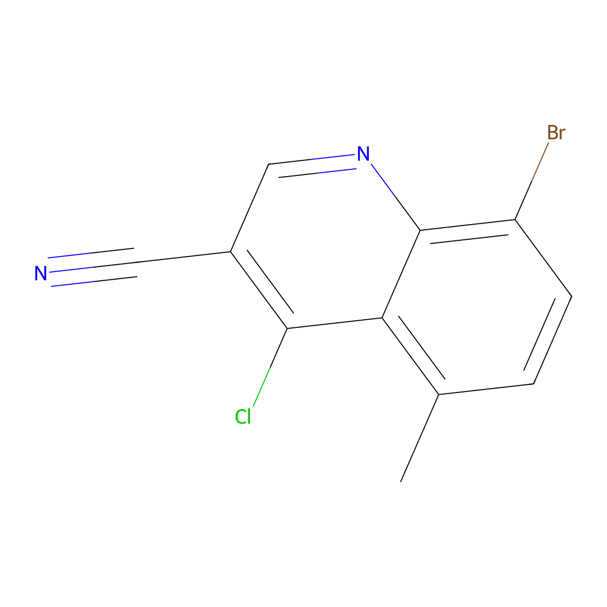 8-Bromo-4-chloro-5-methylquinoline-3-carbonitrile molecular structure, CAS 1558435-36-1