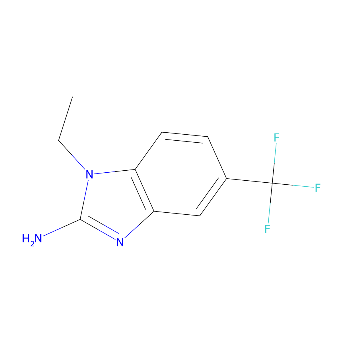 1-ethyl-5-(trifluoromethyl)-1H-1,3-benzodiazol-2-amine molecular structure, CAS 1558453-66-9