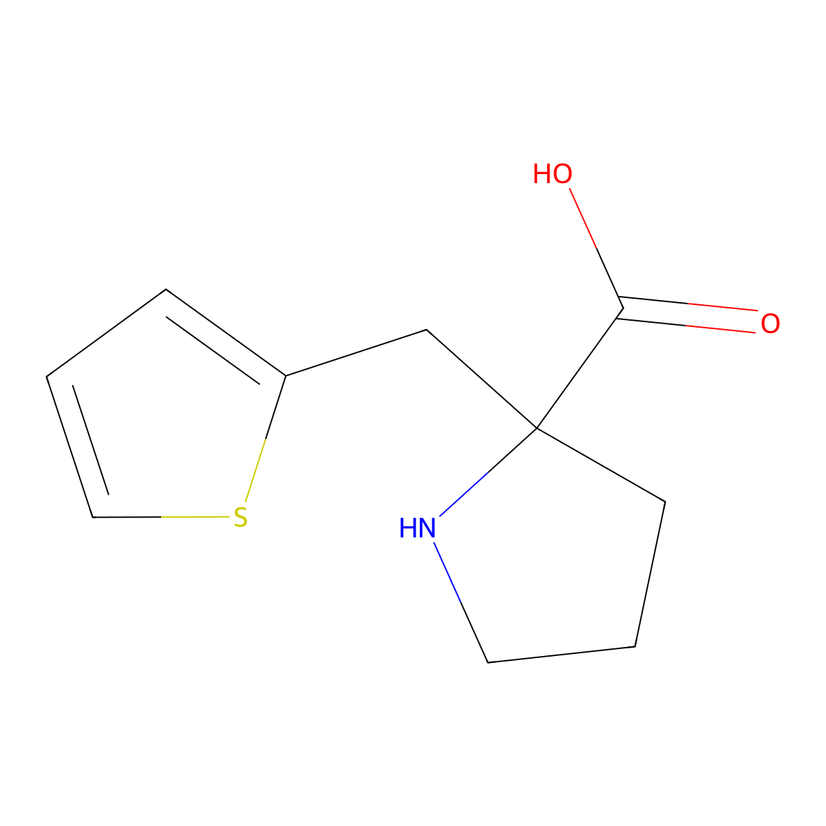 2-[(Thiophen-2-yl)methyl]pyrrolidine-2-carboxylic acid molecular structure, CAS 1558455-63-2