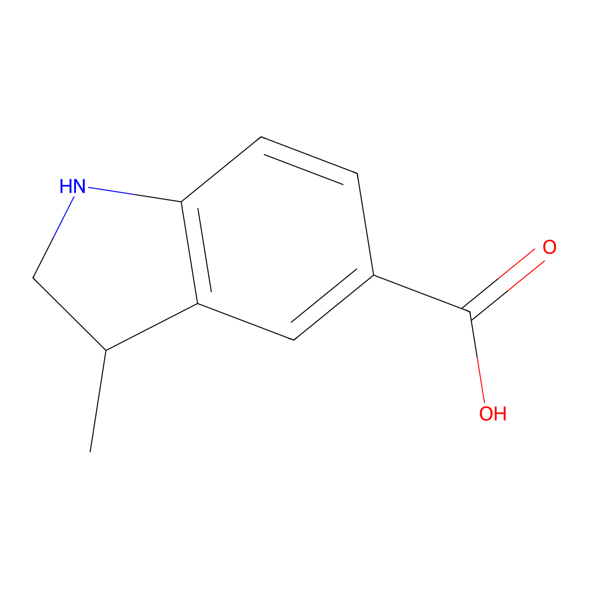 3-methyl-2,3-dihydro-1H-indole-5-carboxylic acid molecular structure, CAS 1558464-43-9